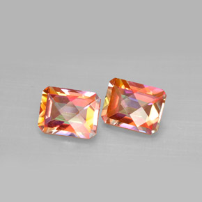Gemas de topacio azotic multicolor natural de  ct, corte esmeralda, VVS-VS