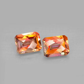 Gemas de topacio azotic multicolor natural de  ct, corte esmeralda, VVS-VS