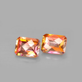 Gemas de topacio azotic multicolor natural de  ct, corte esmeralda, VVS-VS