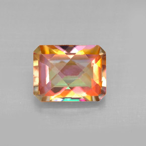 Topacio azotic multicolor natural de 2,80 ct, corte esmeralda, VVS-VS