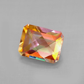 Topacio azotic multicolor natural de 2,80 ct, corte esmeralda, VVS-VS