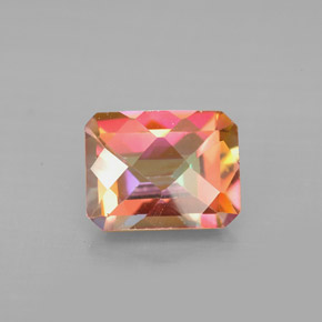 Topacio azotic multicolor natural de 2,56 ct, corte esmeralda, VS