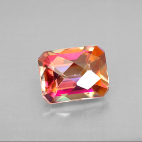 Topacio azotic multicolor natural de 2,88 ct, corte esmeralda, VVS-VS