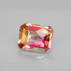 Topacio azotic multicolor natural de 2,88 ct, corte esmeralda, VVS-VS