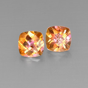 Gemas de topacio azotic multicolor natural de  ct, corte cojín, VVS-VS
