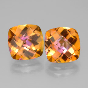 Gemas de topacio azotic multicolor natural de  ct, corte cojín, VVS-VS
