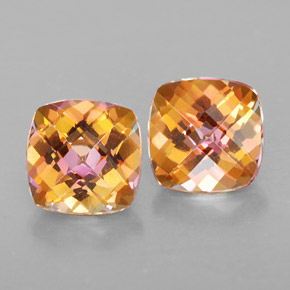 Gemas de topacio azotic multicolor natural de  ct, corte cojín, VVS-VS