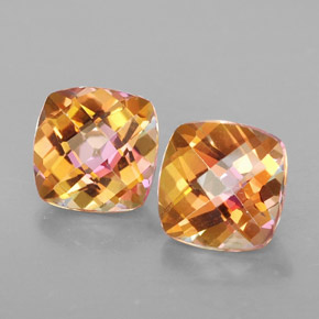 Gemas de topacio azotic multicolor natural de  ct, corte cojín, VVS-VS