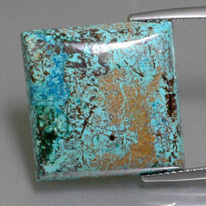Azurita azul natural de 18,13 ct, cuadrado, opaco