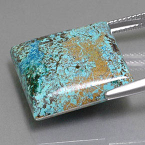 Azurita azul natural de 18,13 ct, cuadrado, opaco