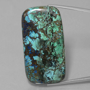 Azurita azul multicolor natural de 76,94 ct, corte cojín, opaco