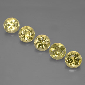 Gemas de berilo amarillo natural de  ct, corte redondo, VVS-VS