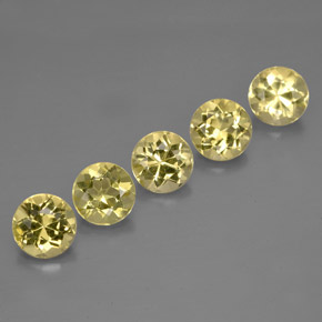 Gemas de berilo amarillo natural de  ct, corte redondo, VVS-VS