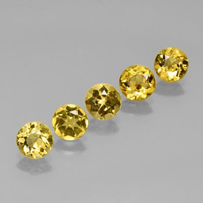 Gemas de berilo amarillo natural de  ct, corte redondo, VVS-VS