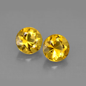 Gemas de berilo amarillo natural de  ct, corte redondo, VVS-VS