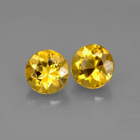 Gemas de berilo amarillo natural de  ct, corte redondo, VVS-VS
