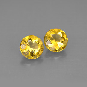 Gemas de berilo amarillo natural de  ct, corte redondo, VVS-VS