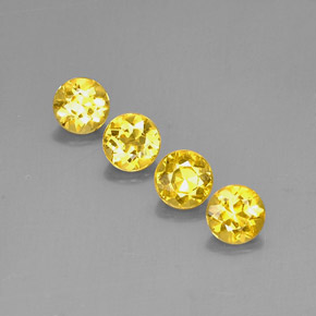 Gemas de berilo amarillo natural de  ct, corte redondo, VVS-VS