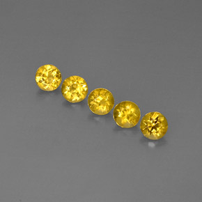 Gemas de berilo amarillo natural de  ct, corte redondo, VVS-VS