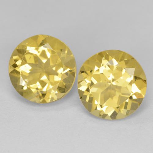 Gemas de berilo amarillo-dorado claro natural de 3,73 ct, corte redondo, VS