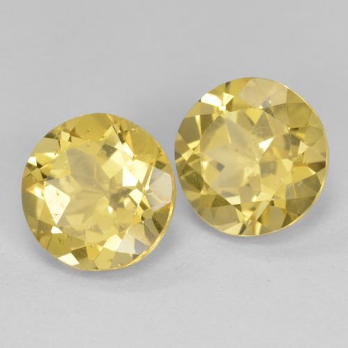 Gemas de berilo amarillo-dorado claro natural de 3,73 ct, corte redondo, VS