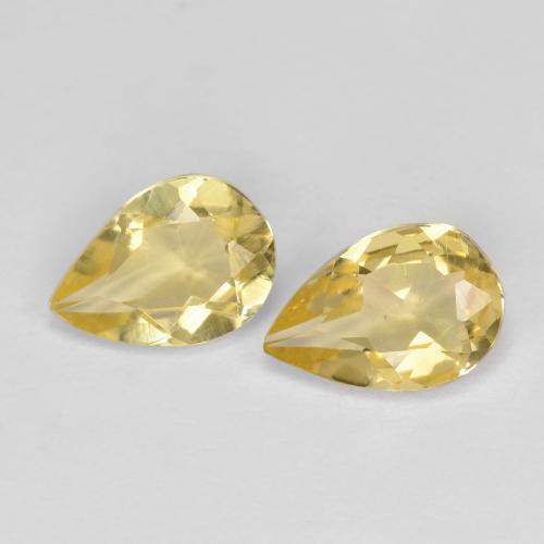 Gemas de Berilo Amarillo medio natural de 0.90 ct, En forma de pera, VS