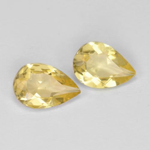 Gemas de Berilo Amarillo medio natural de 0.90 ct, En forma de pera, VS