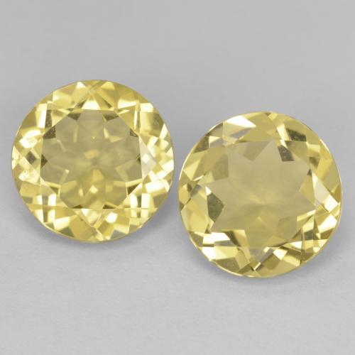 Gemas de Berilo Amarillo cálido natural de 4.29 ct, Corte Redondo, VVS