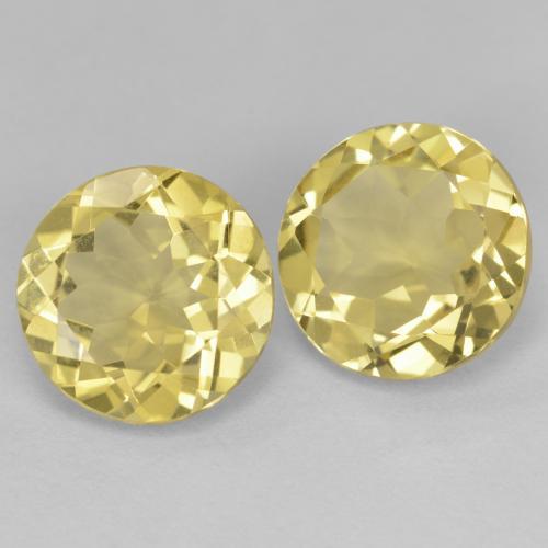 Gemas de Berilo Amarillo cálido natural de 4.29 ct, Corte Redondo, VVS