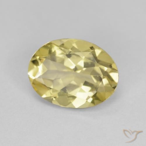 Berilo Amarillo medio natural de 1.58 ct, Ovalada, VS
