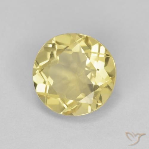 Berilo Amarillo terroso natural de 1.38 ct, Redondo, VS