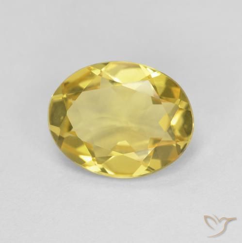 Berilo Amarillo medio natural de 1.55 ct, Ovalada, VS