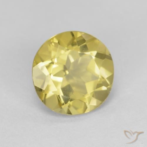 Berilo Amarillo medio natural de 1.24 ct, Redondo, VVS-VS