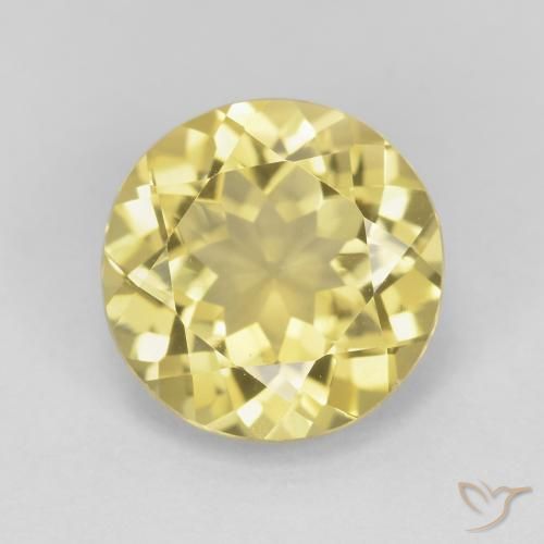 2.35ct Natural Amarillo claro medio Berilo, Redondo, VVS