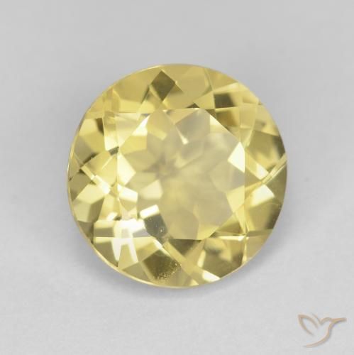 Berilo Amarillo claro medio natural de 2.35 ct, Redondo, VVS