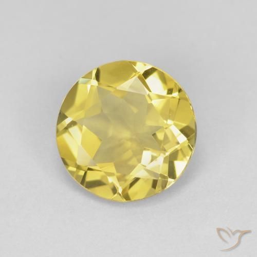 Berilo Amarillo claro medio natural de 1.48 ct, Redondo, VVS