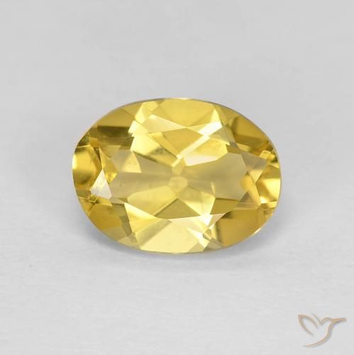 1.58ct Natural Amarillo medio Berilo, Ovalada, VVS