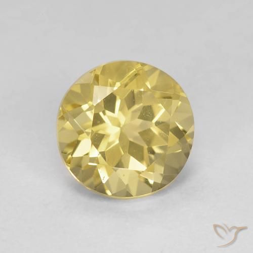 Berilo Amarillo claro natural de 1.48 ct, Redondo, VVS-VS