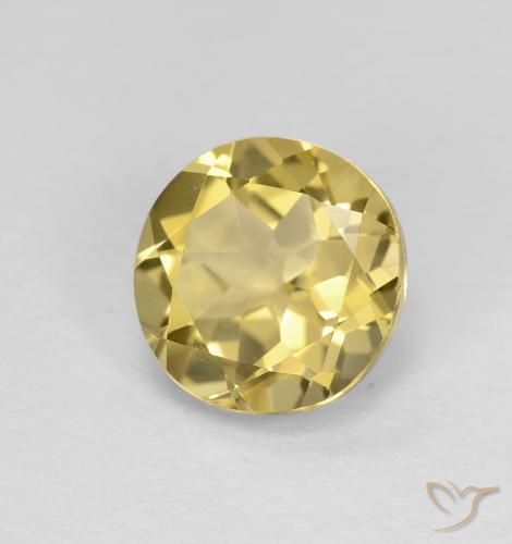Berilo Amarillo dijón muy claro natural de 1.92 ct, Redondo, VVS