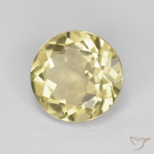 Berilo Amarillo dijón muy claro natural de 2.37 ct, Redondo, VVS