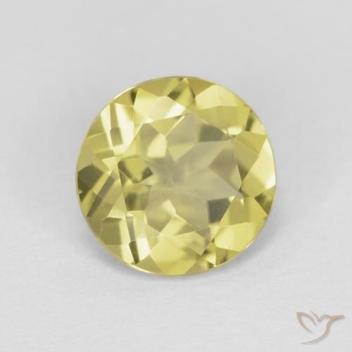 Berilo Amarillo medio natural de 1.19 ct, Redondo, VVS