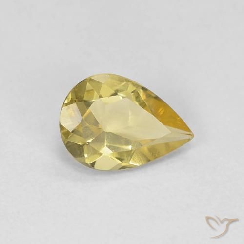 Berilo Amarillo dijón natural de 0.52 ct, En forma de pera, VS