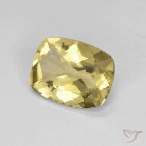 Berilo Amarillo dijón muy claro natural de 1.59 ct, Forma Cojín, VVS
