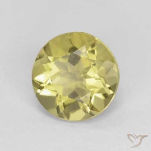 Berilo Amarillo medio natural de 1.93 ct, Redondo, VVS-VS