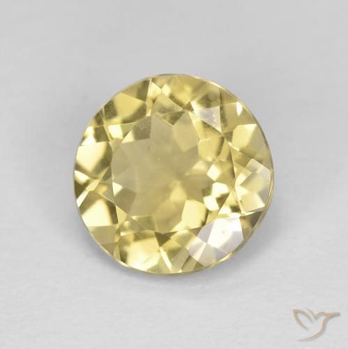 Berilo Amarillo medio natural de 1.87 ct, Redondo, VS