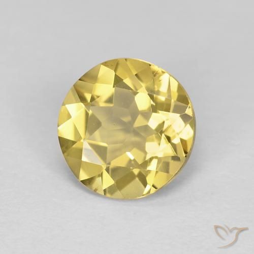 Berilo Amarillo miel claro natural de 1.71 ct, Redondo, VS