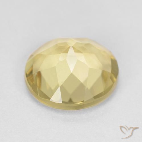 Berilo Amarillo dijón muy claro natural de 1.65 ct, Redondo, VVS