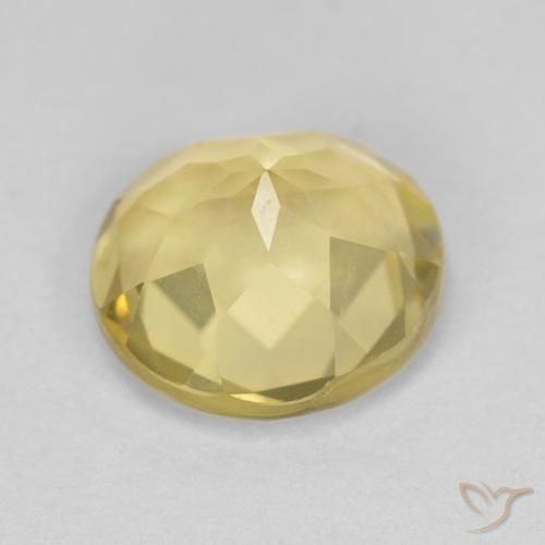 Berilo Amarillo dijón muy claro natural de 1.72 ct, Redondo, VVS