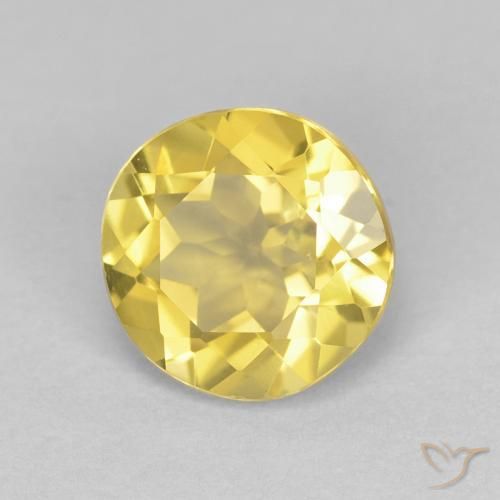 Berilo Amarillo medio natural de 1.26 ct, Redondo, VVS