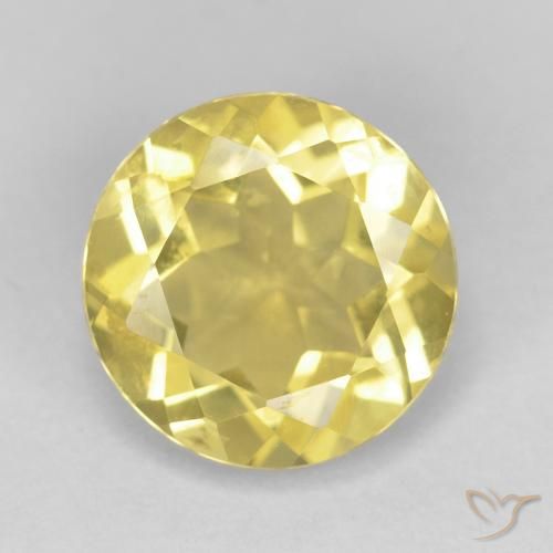 1.69ct Natural Amarillo medio Berilo, Redondo, VVS